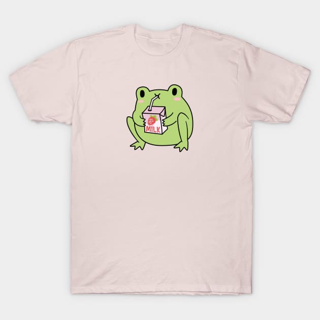 Cute Strawberry Milk Frog T-Shirt by ElectricFangs